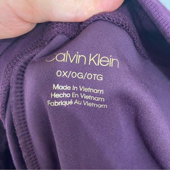 Calvin Klein Size 0X Plus Pants Purple Velvet Sweatpants Elastic Ties 30" Inseam - Picture 6 of 7